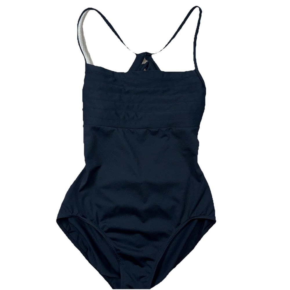 Mirella Leotard Women Large Black‎ Pleated Bodice Open Back Tank Dancewear
